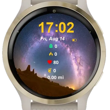 Starry Night Sky Milky Middle Desert Garmin watch face preview