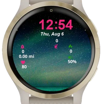 Starry Night Sky Over Ocean Lone Garmin watch face preview