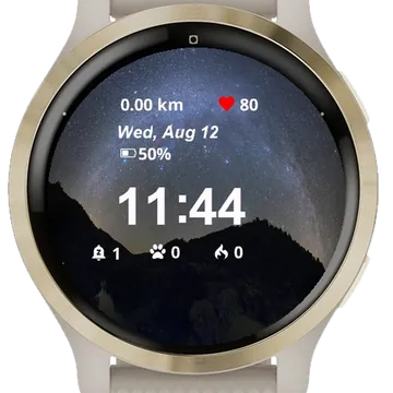 Starry Sky Over Mountain Range River Garmin watch face preview