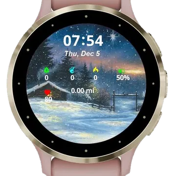 Starry Sky over Snowy Garmin watch face preview