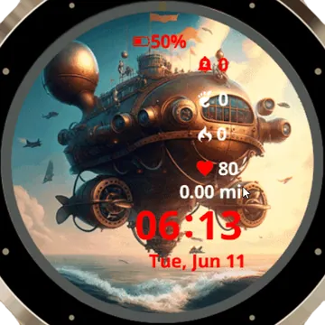 Steampunk Balloon Garmin watch face preview
