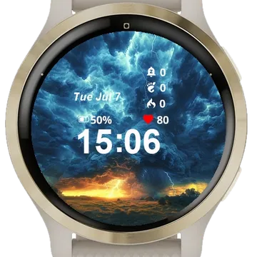 Storm Cloud Lightning Sky Garmin watch face preview