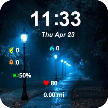 Street Light Dark Leaves Garmin watch face preview