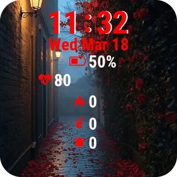 Street Red Flowers Garmin watch face preview