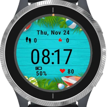 Summer Beach Background Garmin watch face preview