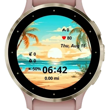 Summer beach background Garmin watch face preview