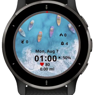Summer Boats Garmin watch face preview
