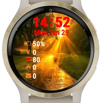 Sun Sets Over Puddle Park Garmin watch face preview