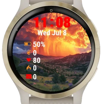 Sun Sets Over Rocky Mountains Garmin watch face preview