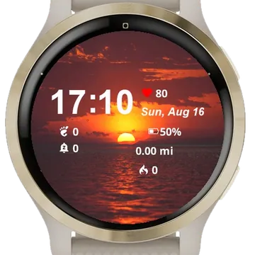 Sun Setting Horizon Ocean Boat Garmin watch face preview
