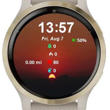 Sun Setting Over Mountain Garmin watch face preview