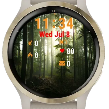 Sun Shining Through Trees Forest Garmin watch face preview