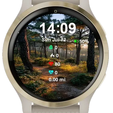 Sunlight Shining Through Trees Garmin watch face preview