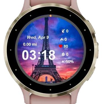 Sunset at the Eiffel Garmin watch face preview