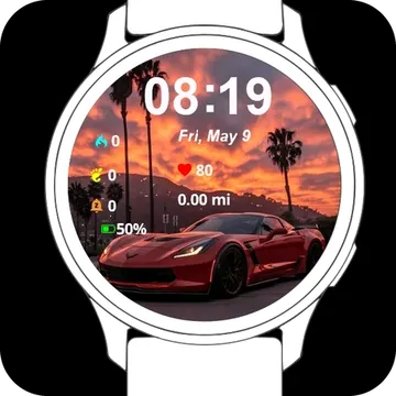 Sunset Corvette Garmin watch face preview