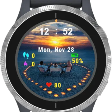 Sunset Couple Beach Garmin watch face preview