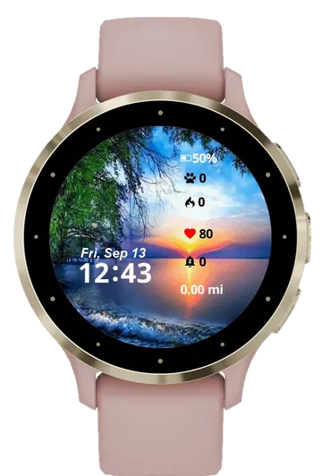 Sunset from the beach Garmin watch face preview