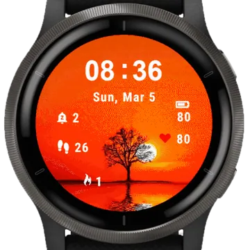 Sunset Tree Garmin watch face preview