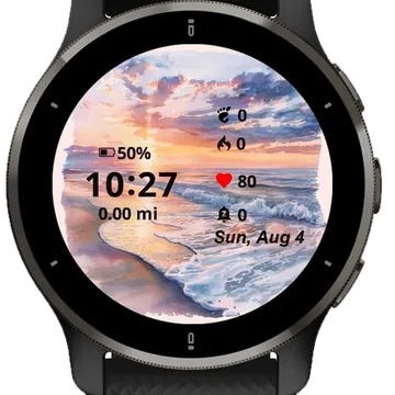 Sunset With Beach Scene Watercolor Garmin watch face preview