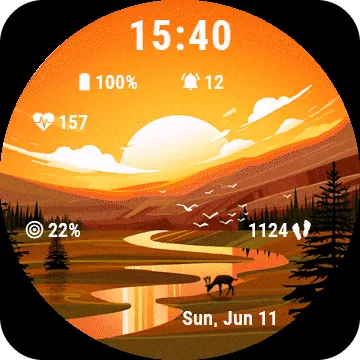 Sunsetriver Garmin watch face preview
