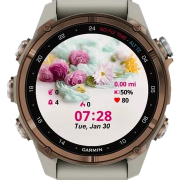 Table with Flower Garmin watch face preview