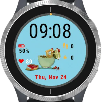 Tea Blue Background Garmin watch face preview