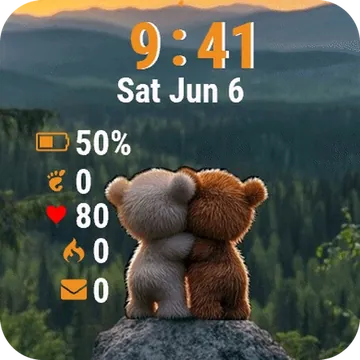 Teddy Bear Sitting Top Garmin watch face preview