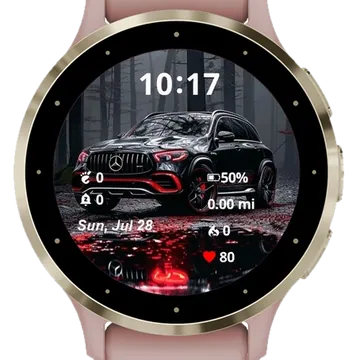 The Black Car In the Foreest Garmin watch face preview