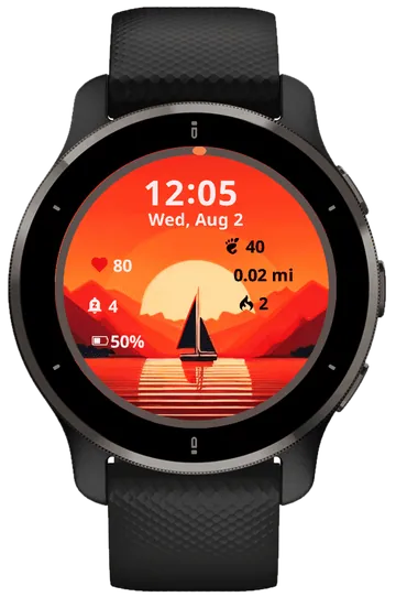 The Boat at Sunrise Garmin watch face preview