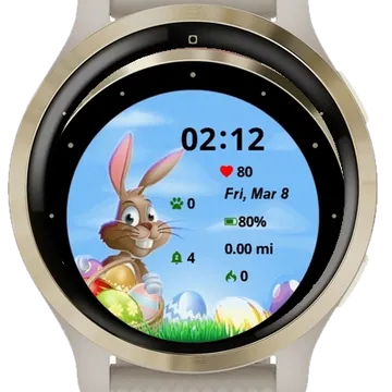 The bunny with Eggs Garmin watch face preview