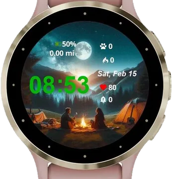 The Campfire Garmin watch face preview