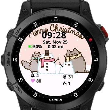 The Cat Merry Christmas Garmin watch face preview