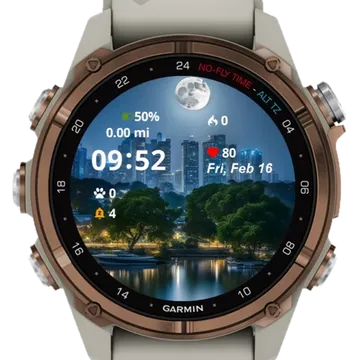 The city at night Garmin watch face preview