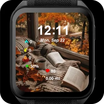 The Cozy Bookshop Garmin watch face preview