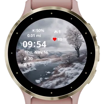 The frozen lake Garmin watch face preview