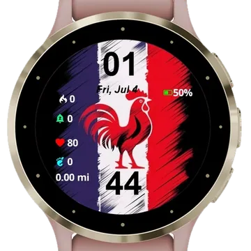 The Gallic Rooster Garmin watch face preview