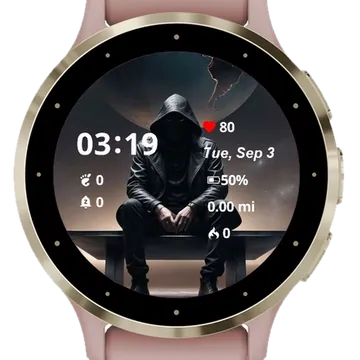 The man sits on a skateboard Garmin watch face preview