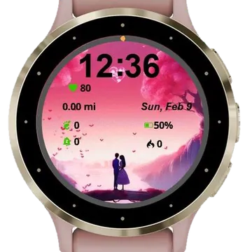 The Moon Heart Garmin watch face preview