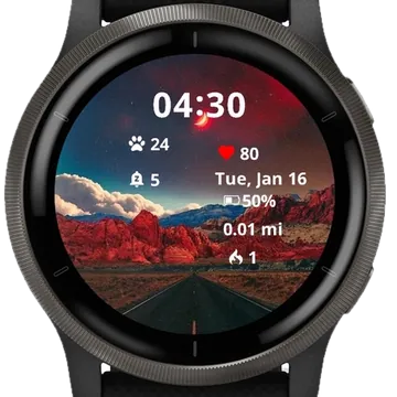 The moon in the night sky Garmin watch face preview