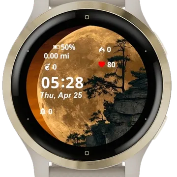 The moon on the mountain Garmin watch face preview