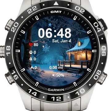 The Mountain Cabin Garmin watch face preview