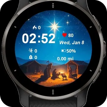 The Nativity Scene Under the Starry Garmin watch face preview