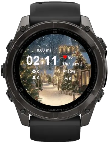 The Snow In City Garmin watch face preview