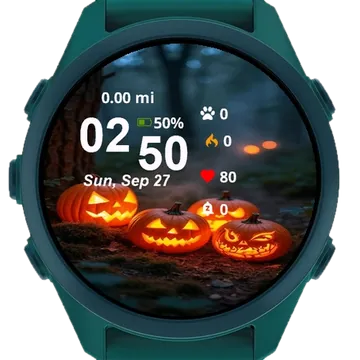 Three Carved Pumpkins Garmin watch face preview