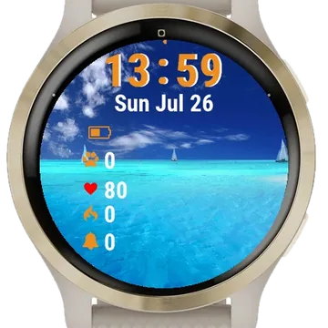 Three Sailboats Sailing Ocean Garmin watch face preview