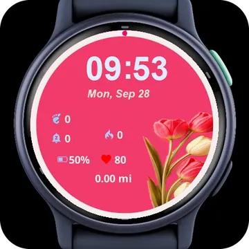 Three Tulips Vase Pink Garmin watch face preview