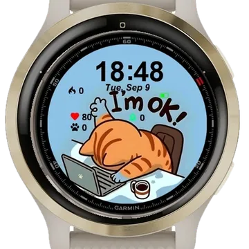 Tired Cat Garmin watch face preview