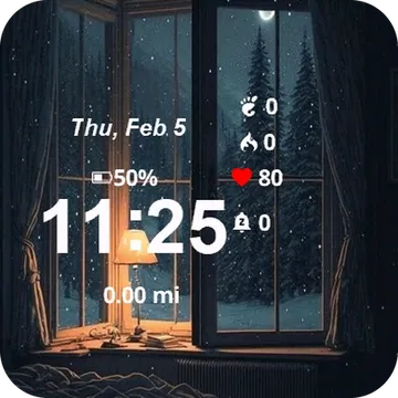 Train Traveling Across Snowy Garmin watch face preview