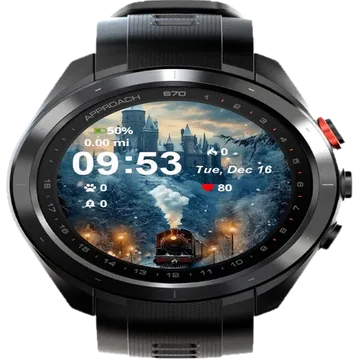 Train Traveling Through Snow Garmin watch face preview