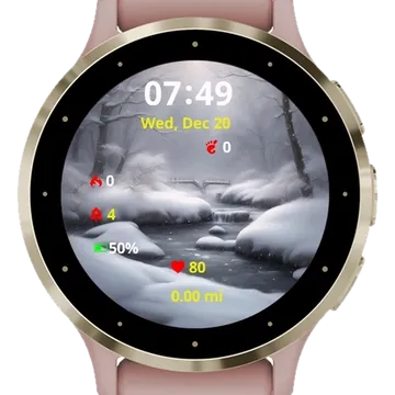Tranquil Snowfall Garmin watch face preview